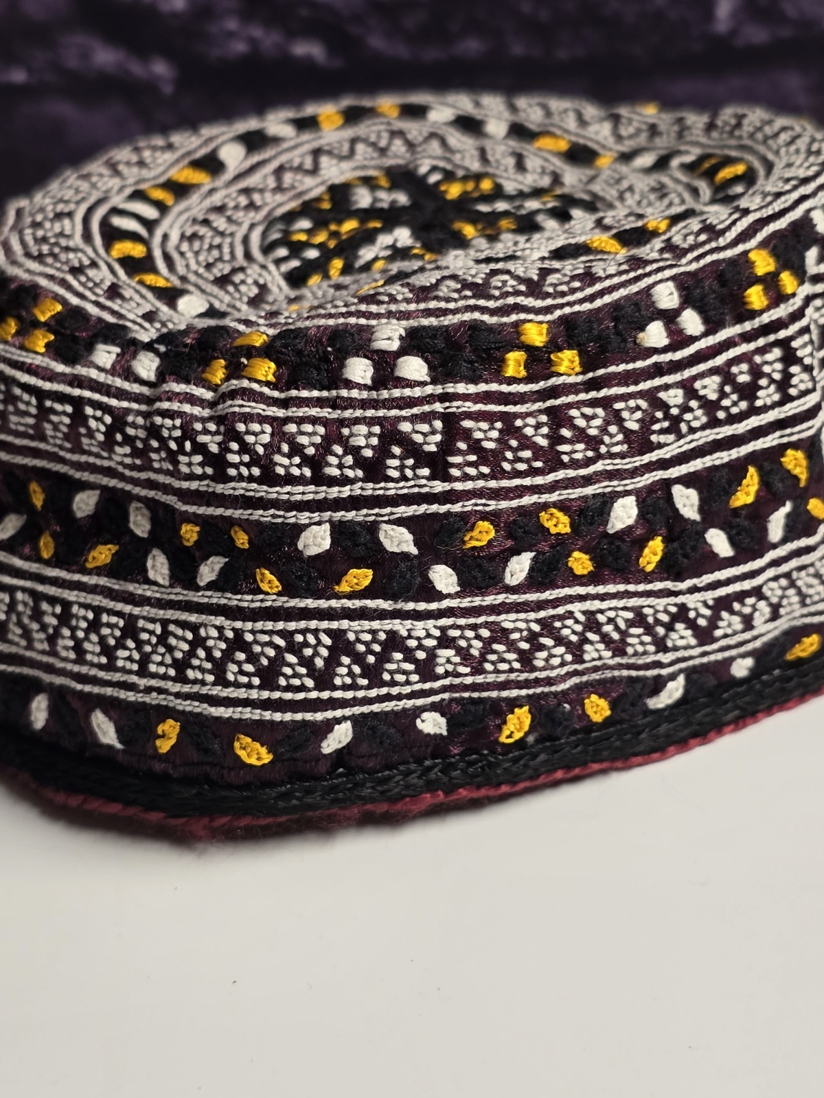 Turkmen Handmade Hat Embroidery Multicolored Tribal Vintage