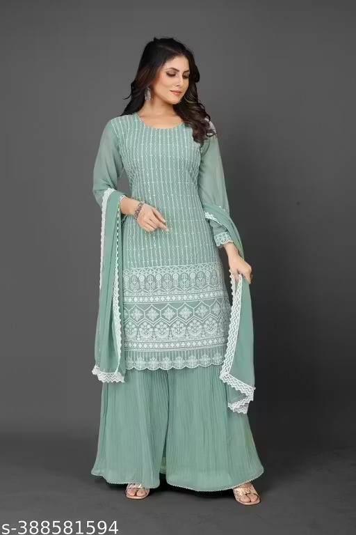 Readymad Georgette Kurta/kurti and plazoo Set for Women’s Party Festive Outfit