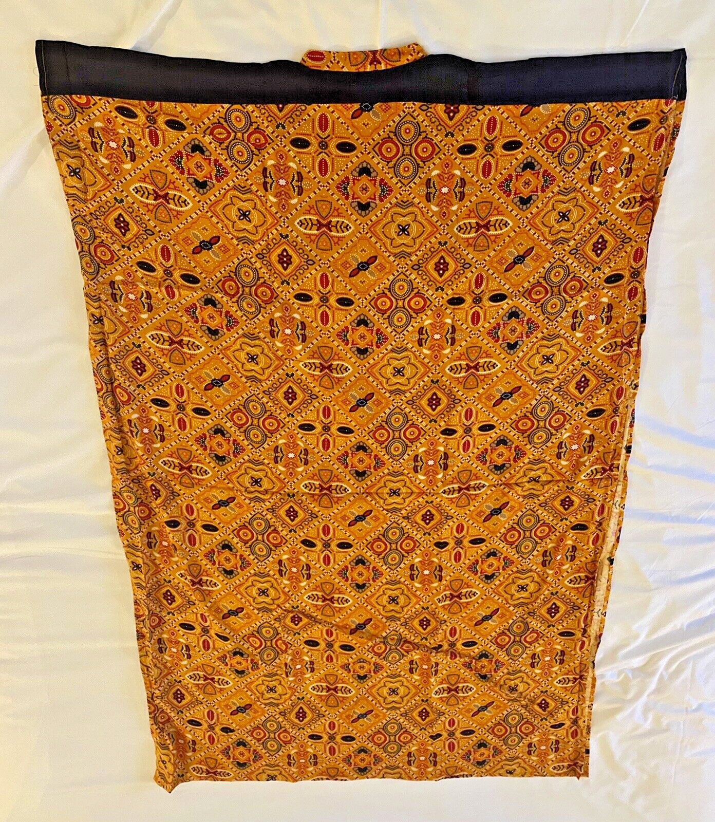 Kaftan Orange Black Geometrical Print Women’s Men’s Unisex Rayon Light Weight