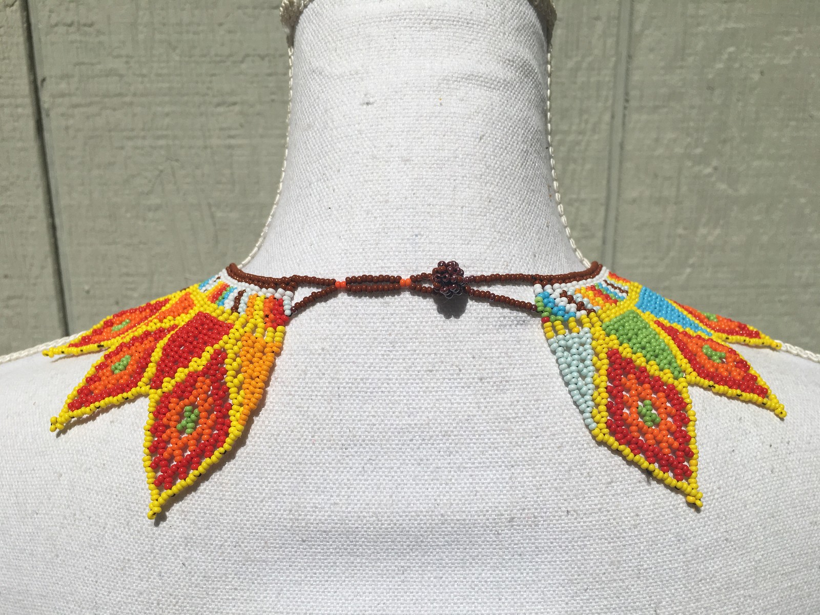 Handmade Mexican Huichol Bead Necklace – Huichol Folk Art Jewelry – Artesanias