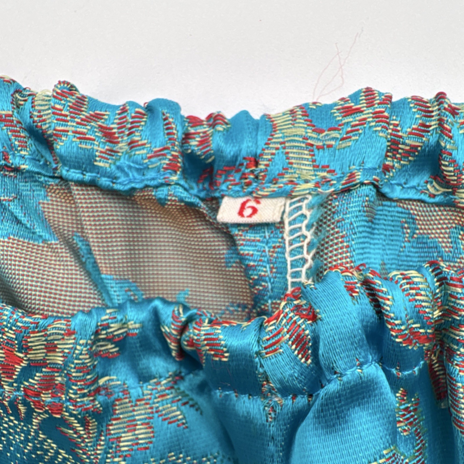 Peony Brand Girls Blue Satin Cheong-sam Traditional Chinese Outfit Set Size 6