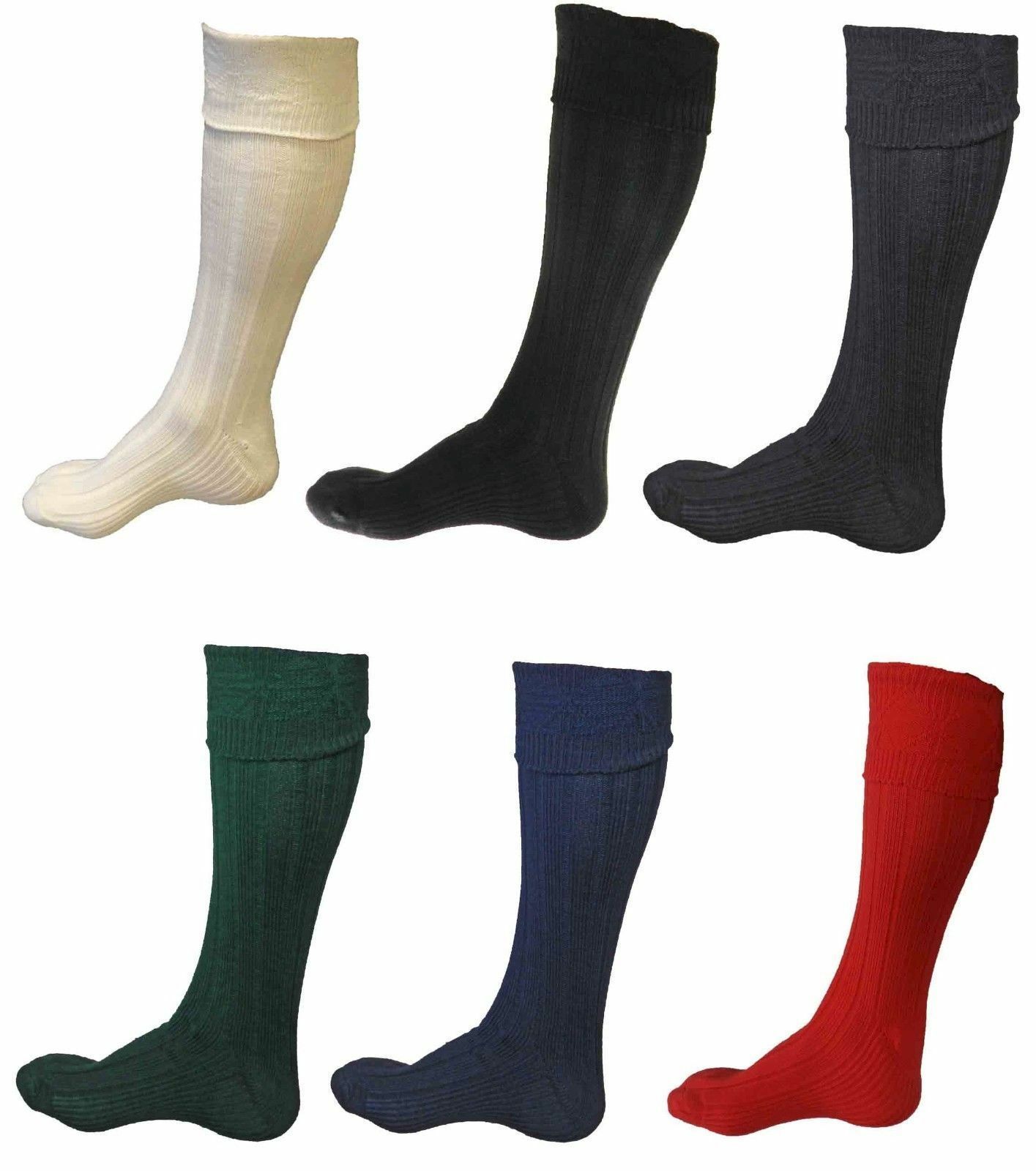 Scottish Wool Blend Men’s Kilt Hose Socks Available In 9 Different Colors