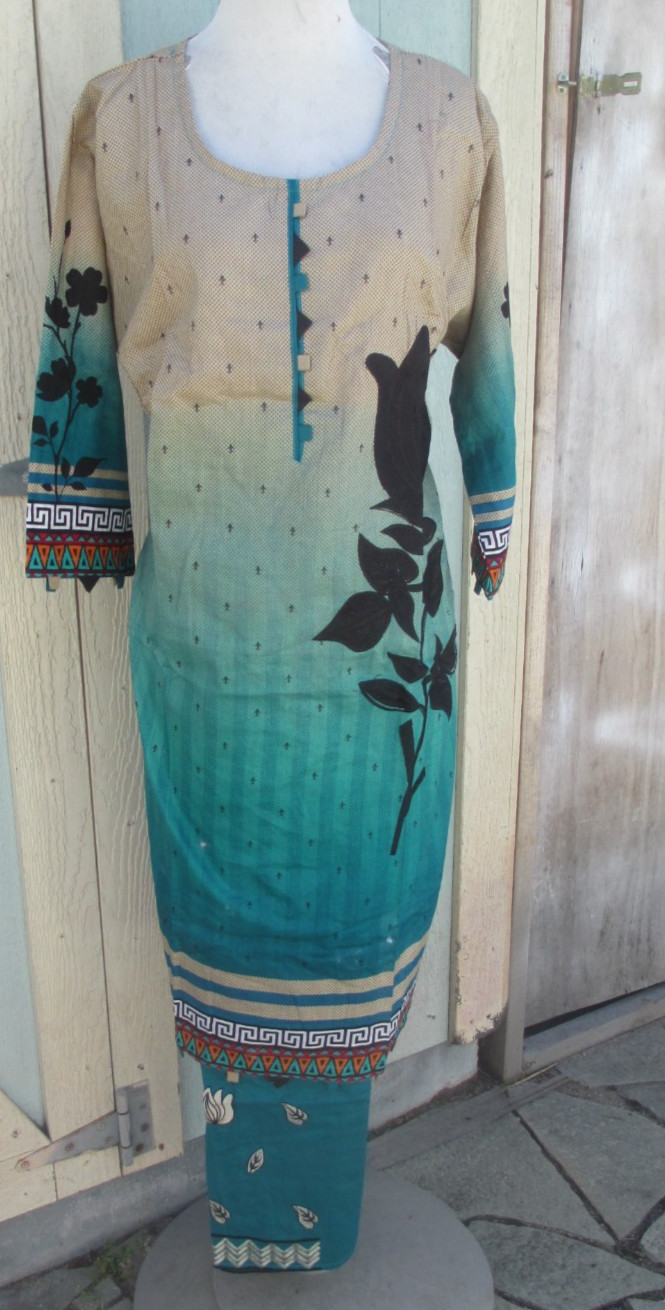 pakistani beautfull emboridery lawn cotton pant kameez Lmsize bust 48