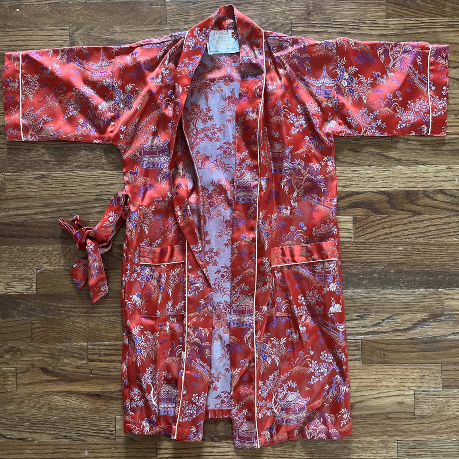 Peony Brand Child’s Red Jacket Shanghai China; Gold Brocade; Sz 4;