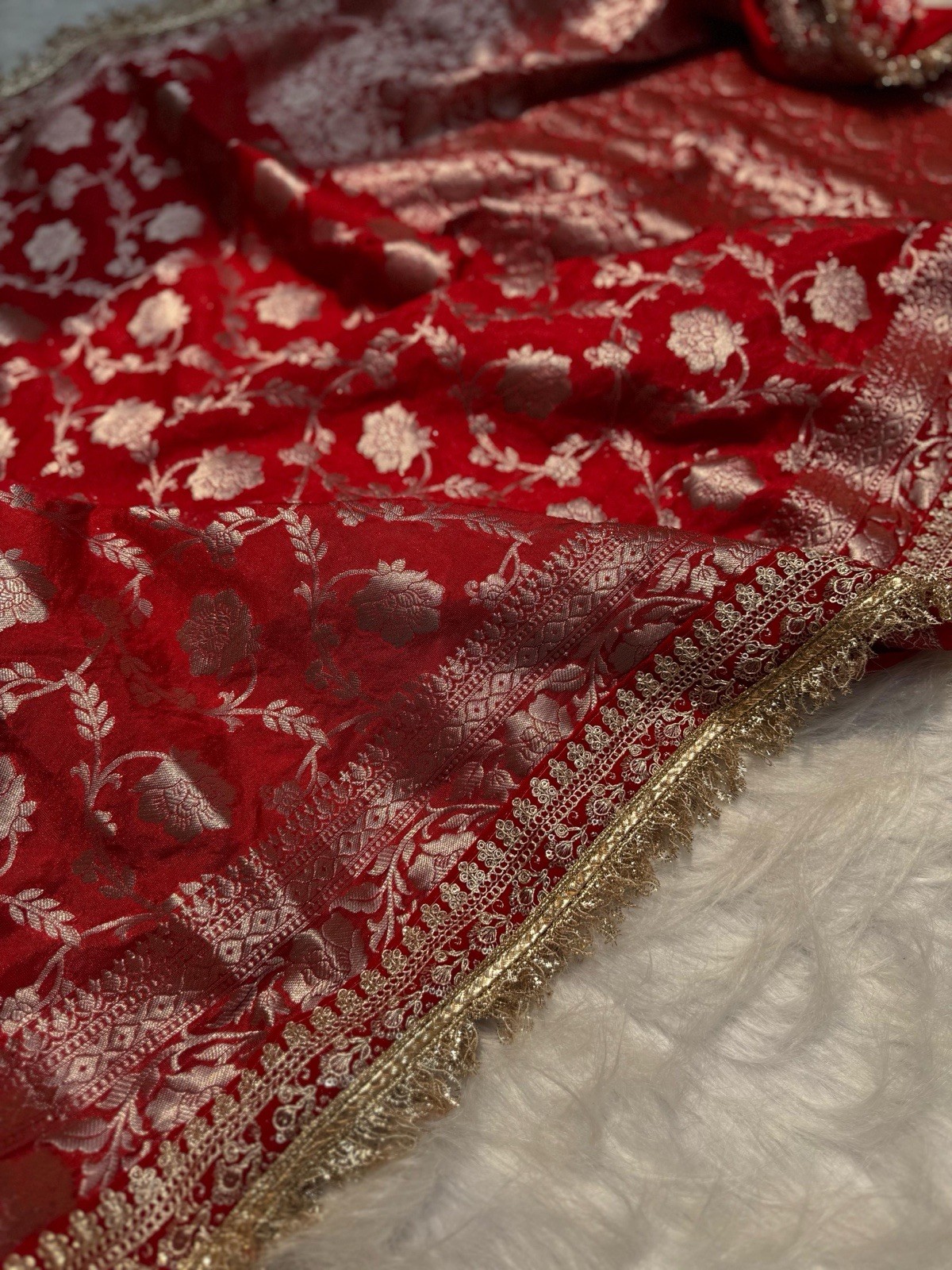 Red Bridal Saree Wedding Sari Blouse Indian Sarees Women Clothing