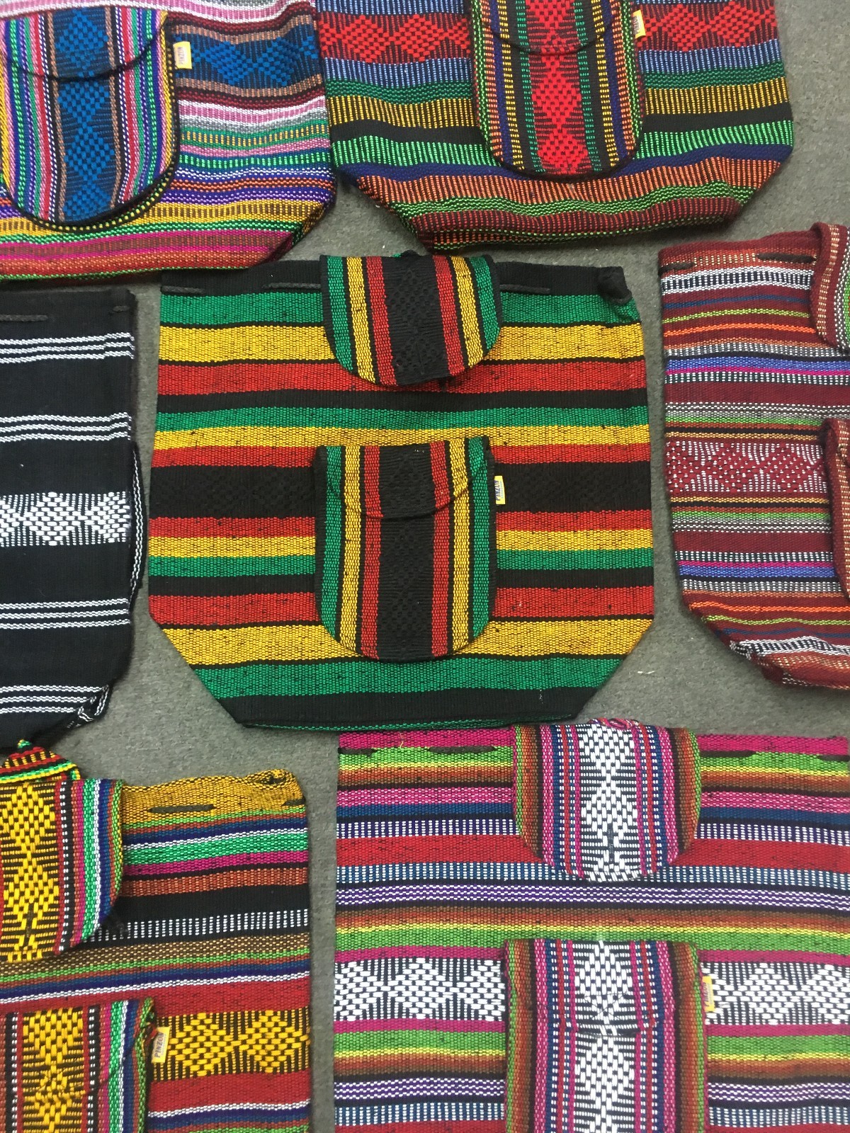 10 PIECE WHOLESALE SET OF VINTAGE LOOK BACKPACK,HIPPIE GEAR,MEXICAN MADE,MOCHILA