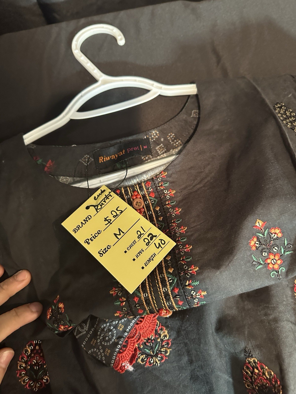 Riwayat Brand Embroidered Lawn / Cotton Shirt / Kurti – 1 Pc – Medium Only -$22