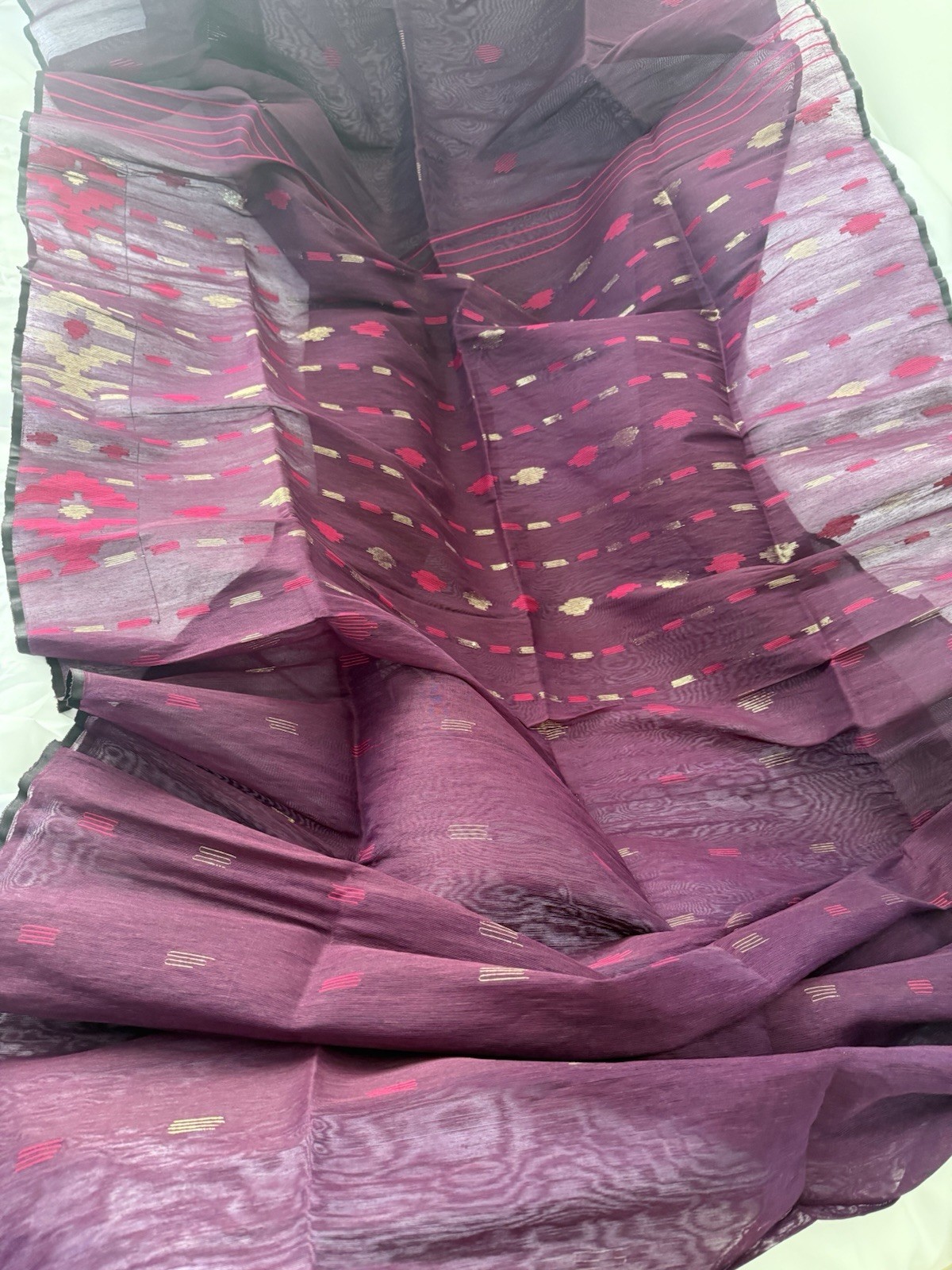 NEW, Handmade, Original Dhakai Jamdani Saree ( item# L2217 ) Only $40