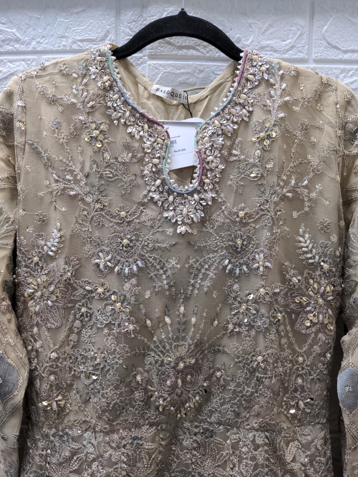 New BAROQUE Embroidered Chiffon Pakistani Wedding Dress Sz Custom Size