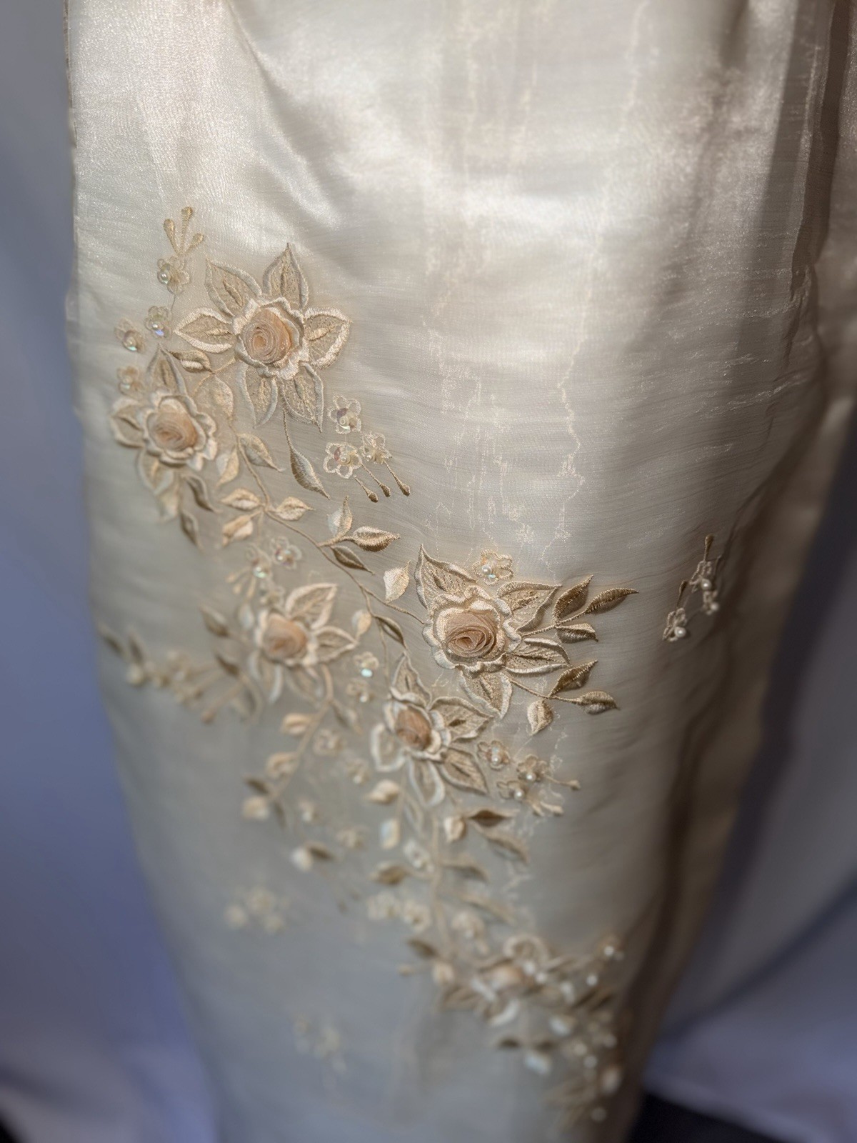 Vintage Filipiniana Cream Embroidered Dress