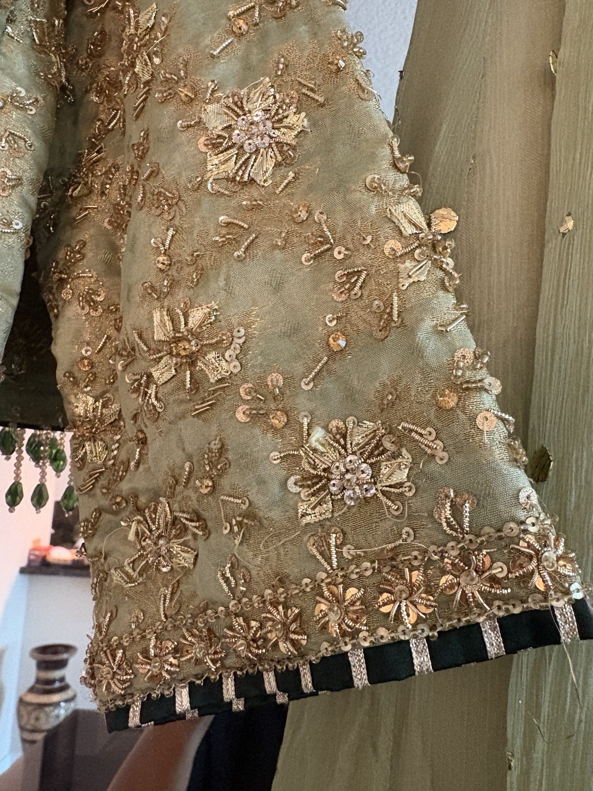 Beautiful Mint Green & Gold Embroidered Lehenga Set