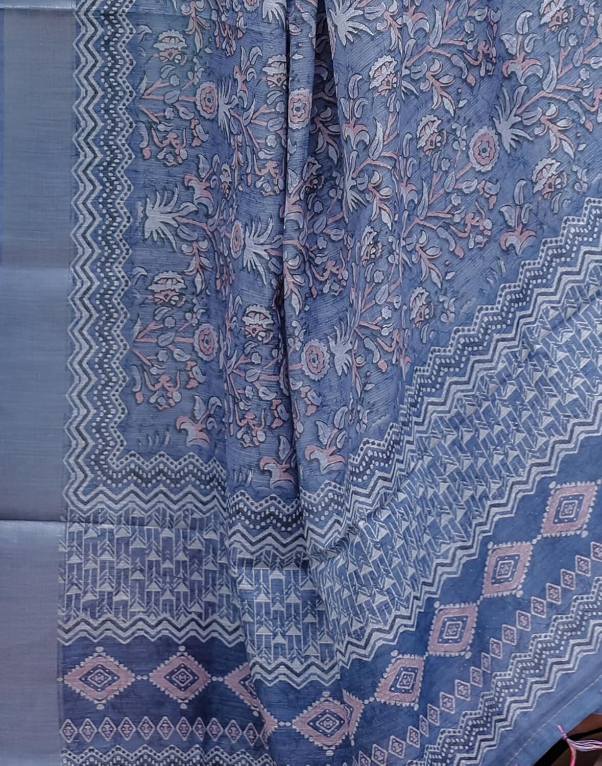 Women’s Cotton Linen Printed Saree with Unstitched Blouse Piece