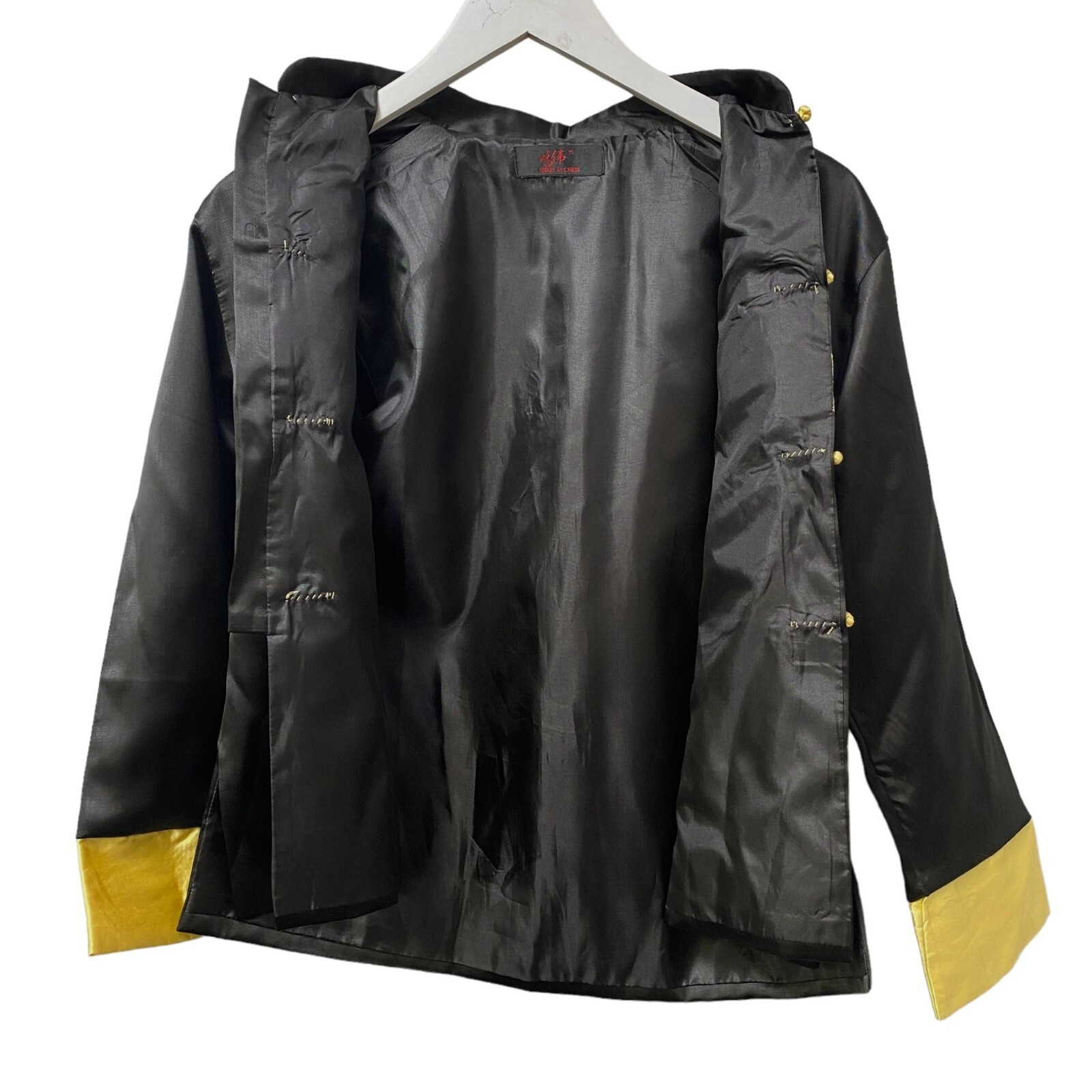 Embroidered Dragon Top Youth Black Satin Traditional Chinese Style Tang Jacket