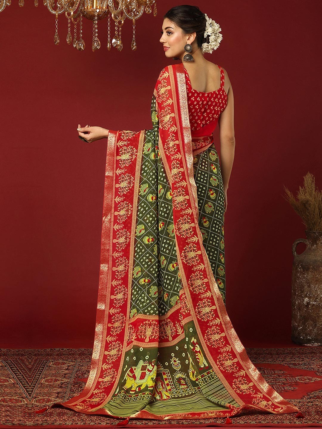 Bandhani Zari Pure Georgette Bandhani Saree