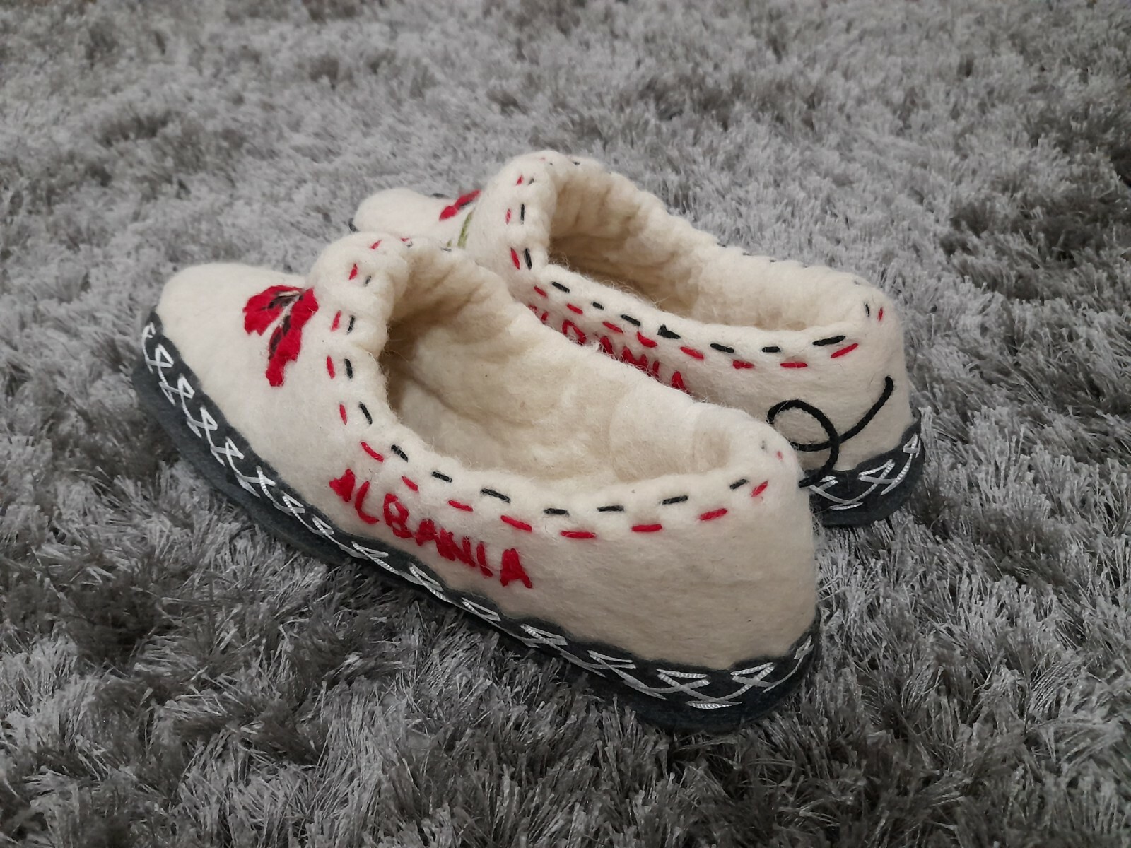 ALBANIAN HANDCRAFT WOOL BOOTEES SLIPPERS SHOES SOCKS WITH LEATHER PAPUCE NEW #6