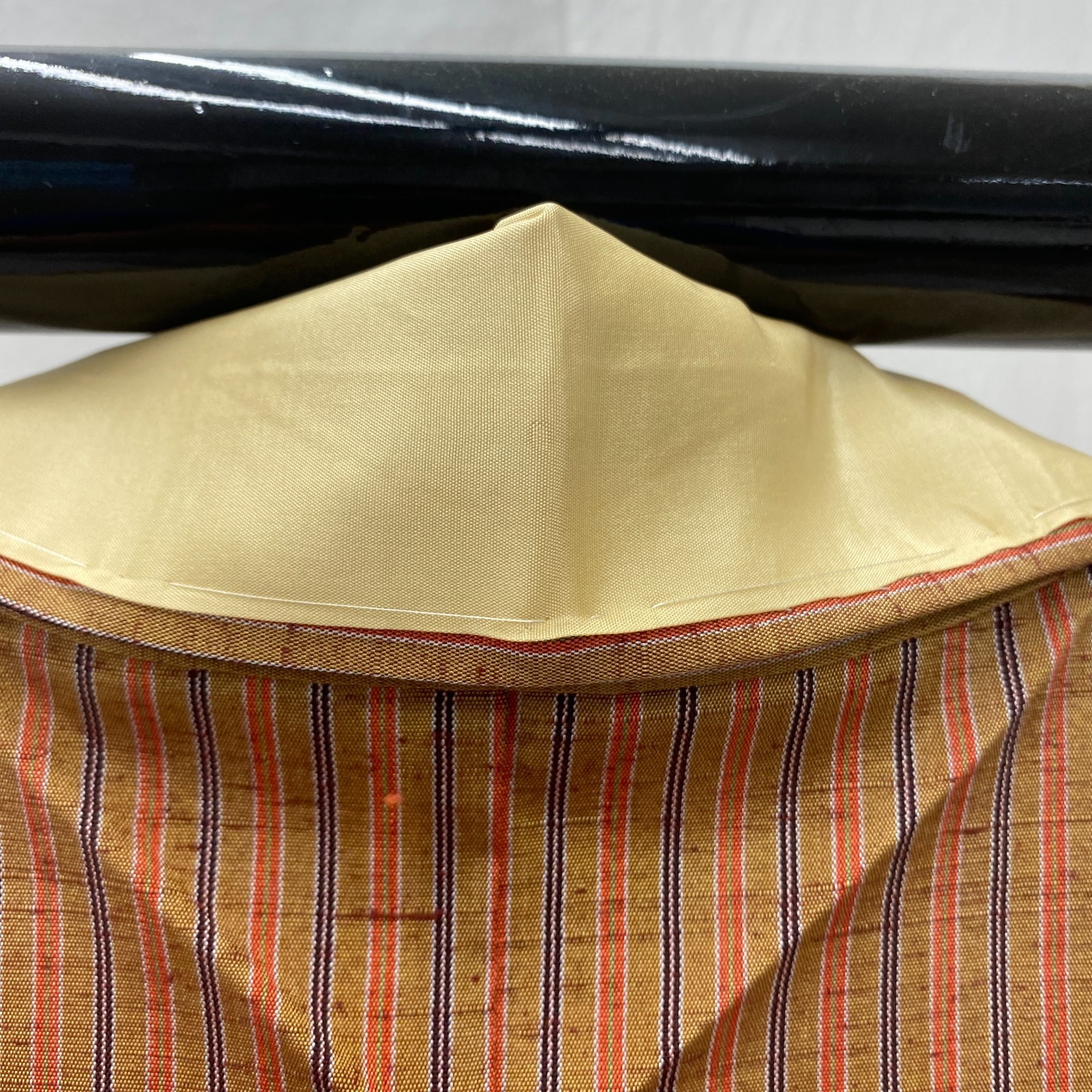 Japanese Vintage Kimono Silk Brown Stripes Traditional Authentic Length 60in
