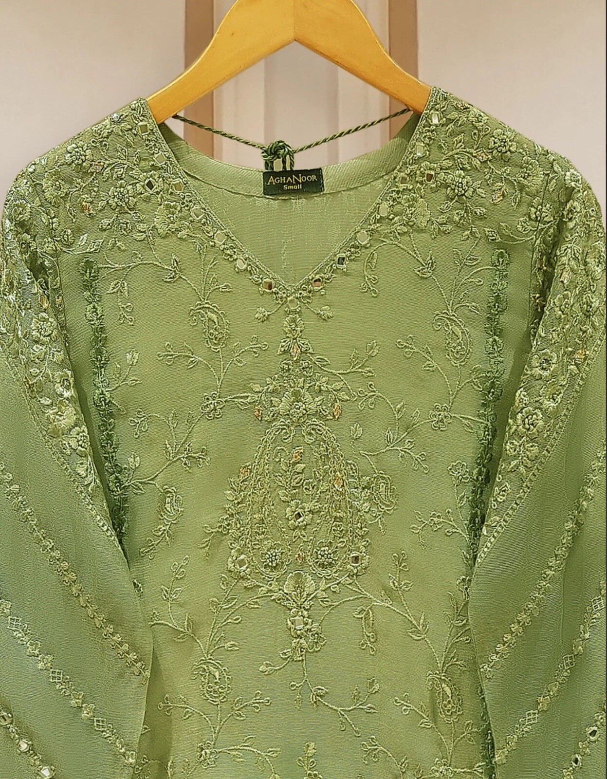 100% Original Agha Noor Heavily Embroidered Pure Cotton Net Kurta and Pants
