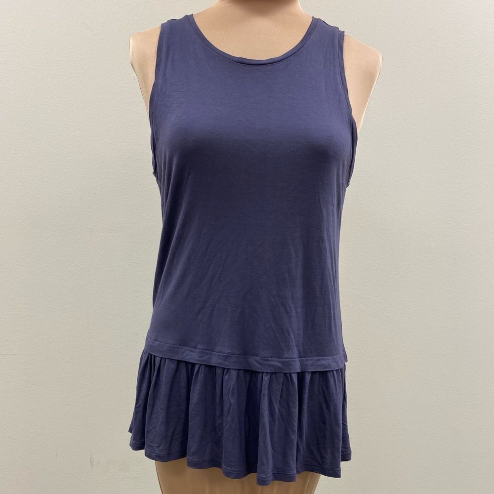 Ann Taylor Loft dusty purple sleeveless drop waist ruffle bottom tunic tank