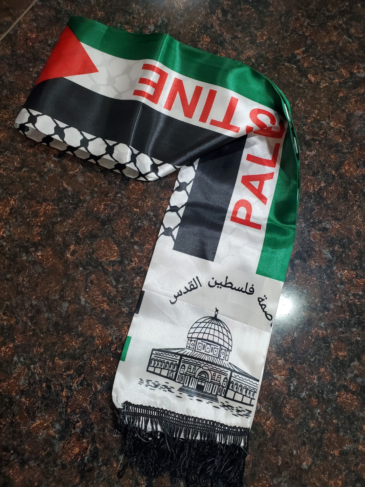 Brand New Palestinian Flag Neck Scarf Satin Waterproof 49″X5.5″