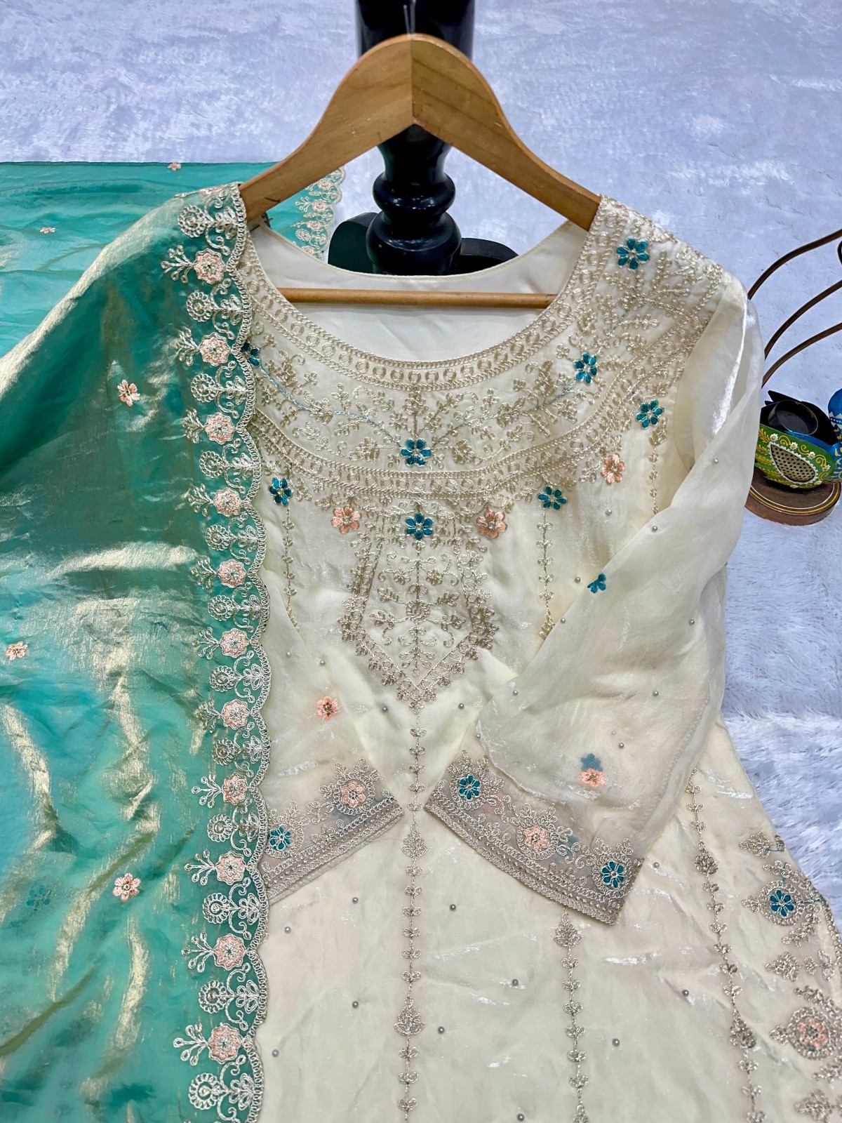 New Designer Silk Kurta Palazzo With dupatta For Wedding & Reception Wear
