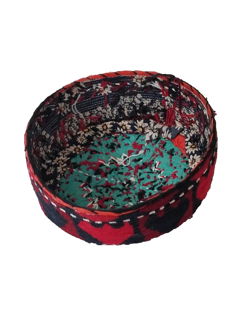 TRIBAL HAND STITCHED & EMBROIDERED AFGHAN HAT FROM MAZAR -I-SHARIF- 21″
