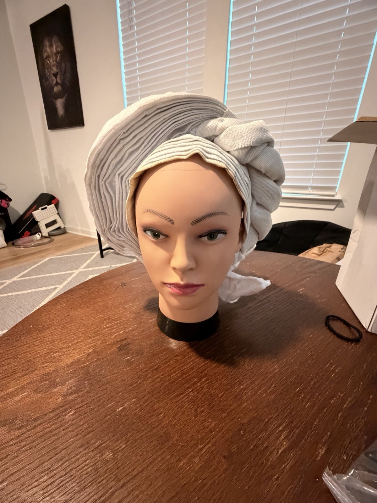 Aso-Oke African Headtie Auto Gele, White Duru headwear