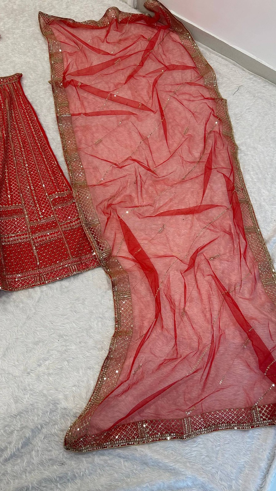 Heavy Designer Red Malai Satin Lehenga Choli With Dupatta For Party & Reception