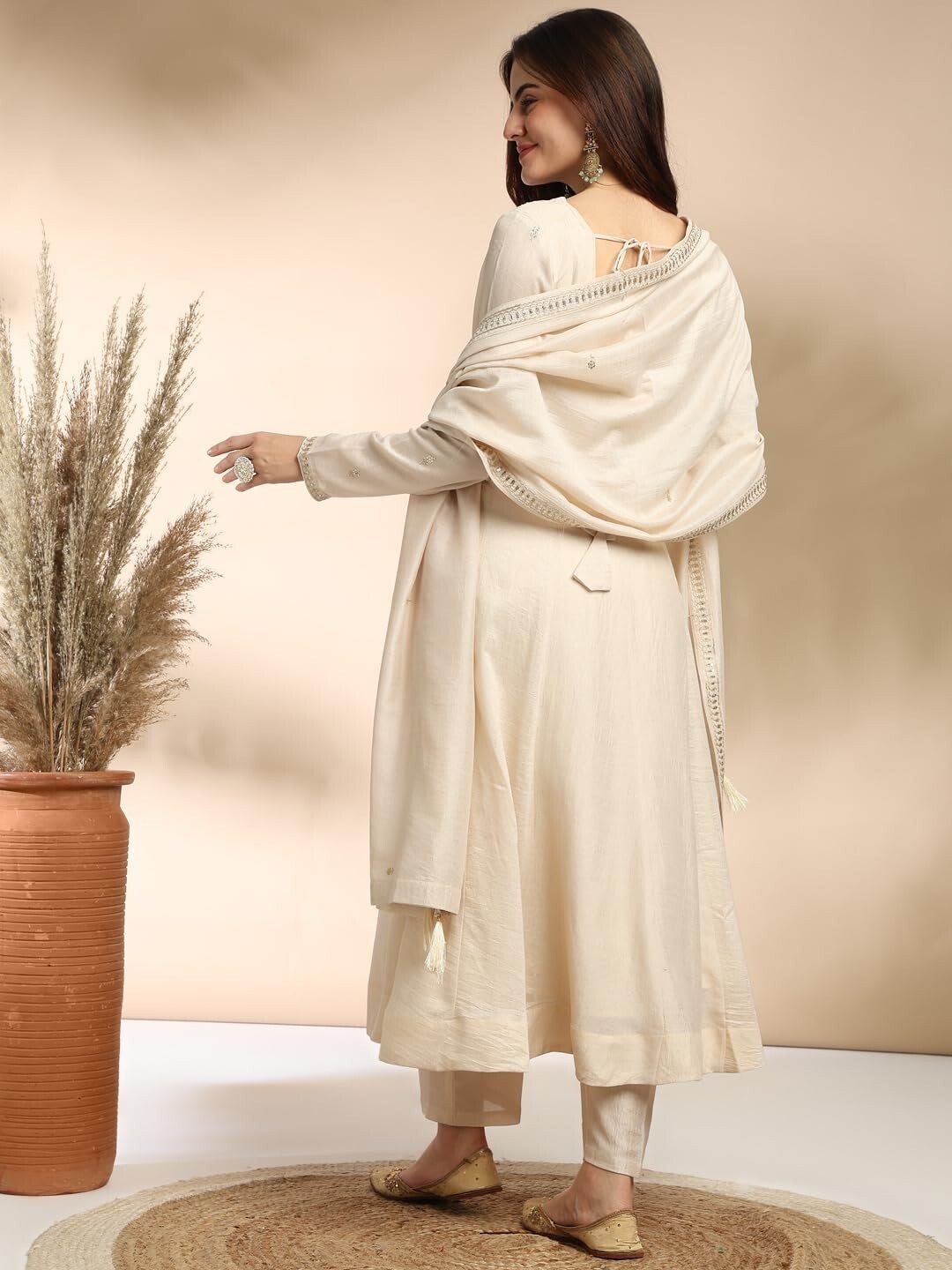 Women’s Silk Anarkali & Pant with Dupatta Set