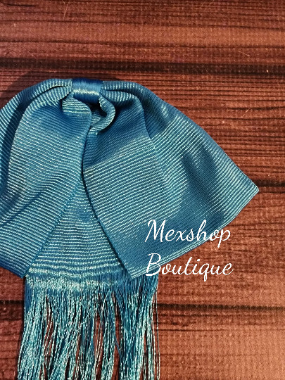 Economic Charro Mexican Bow Tie Handmade for Mexican Tailors, Color Turquoise