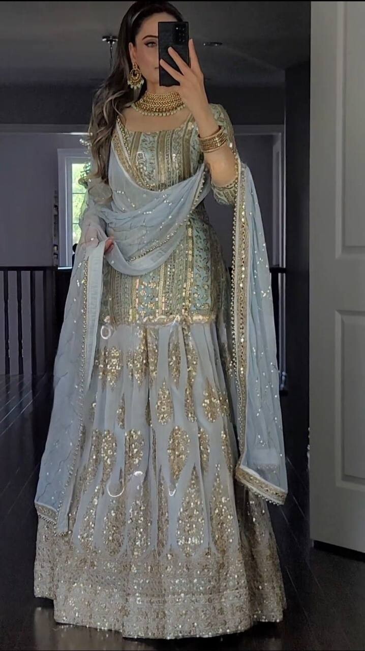 Designer Party Wear Lehenga Choli And Dupatta With Sequence Work For Wedding