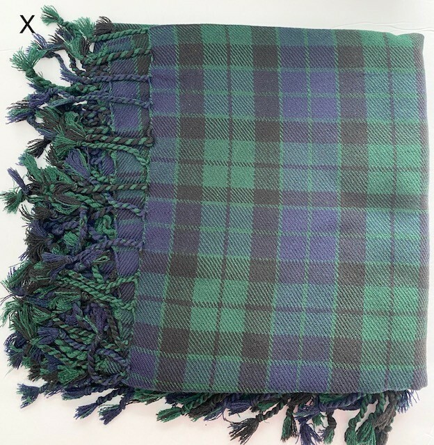 Scottish Traditional Tartan Fly Plaid Hands Fringed Acrylic Wool Scarf Rolled Sh