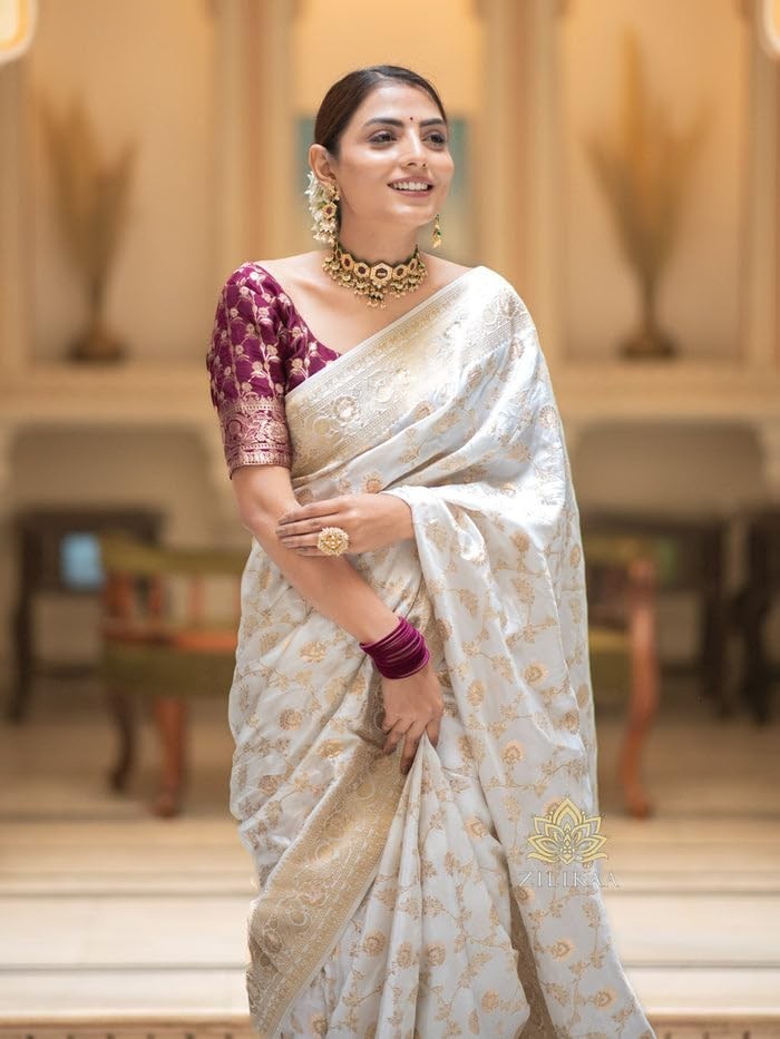 Women’s Pure Kanjivaram Soft Silk Saree With Blouse Piece