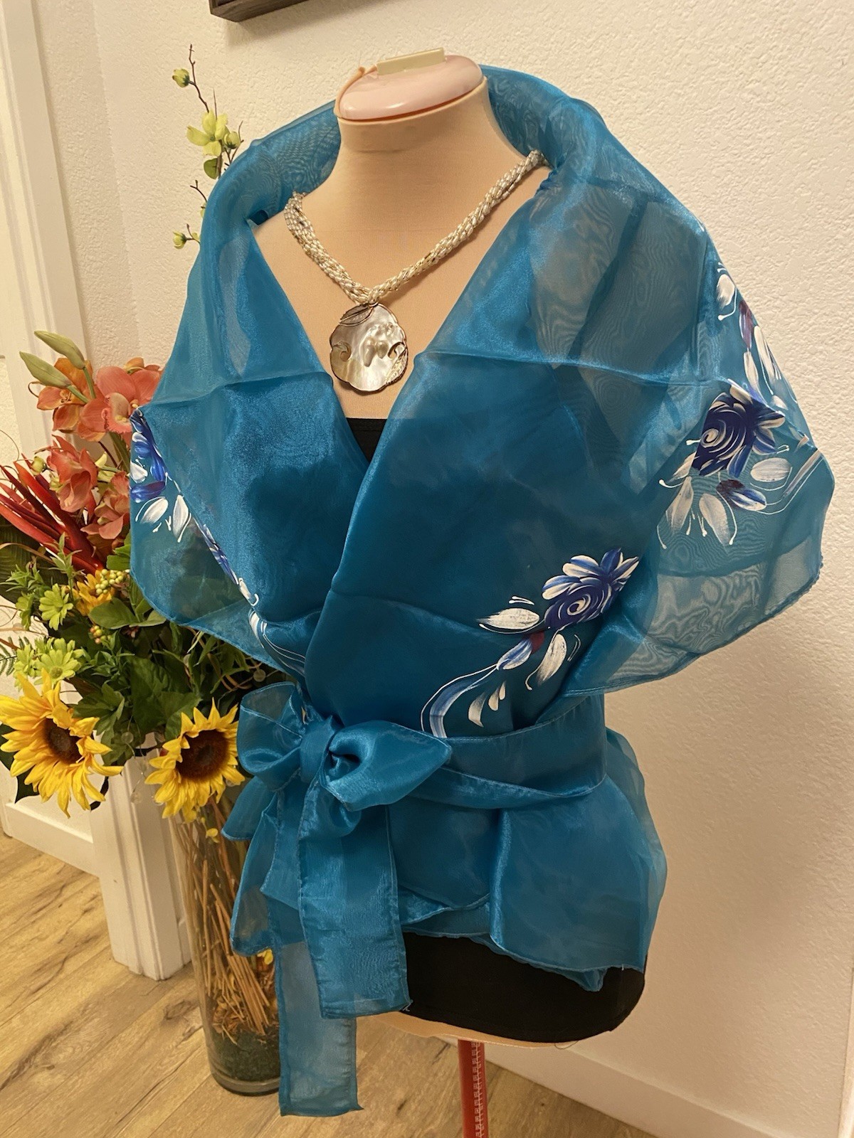 Modern Filipiniana Hand-Painted Wrap-Around Alampay Bolero