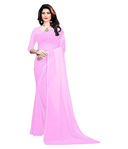 Sidhidata Women’s Georgette Saree With Unstitched Blouse Piece Rose Pink 1 Pcs
