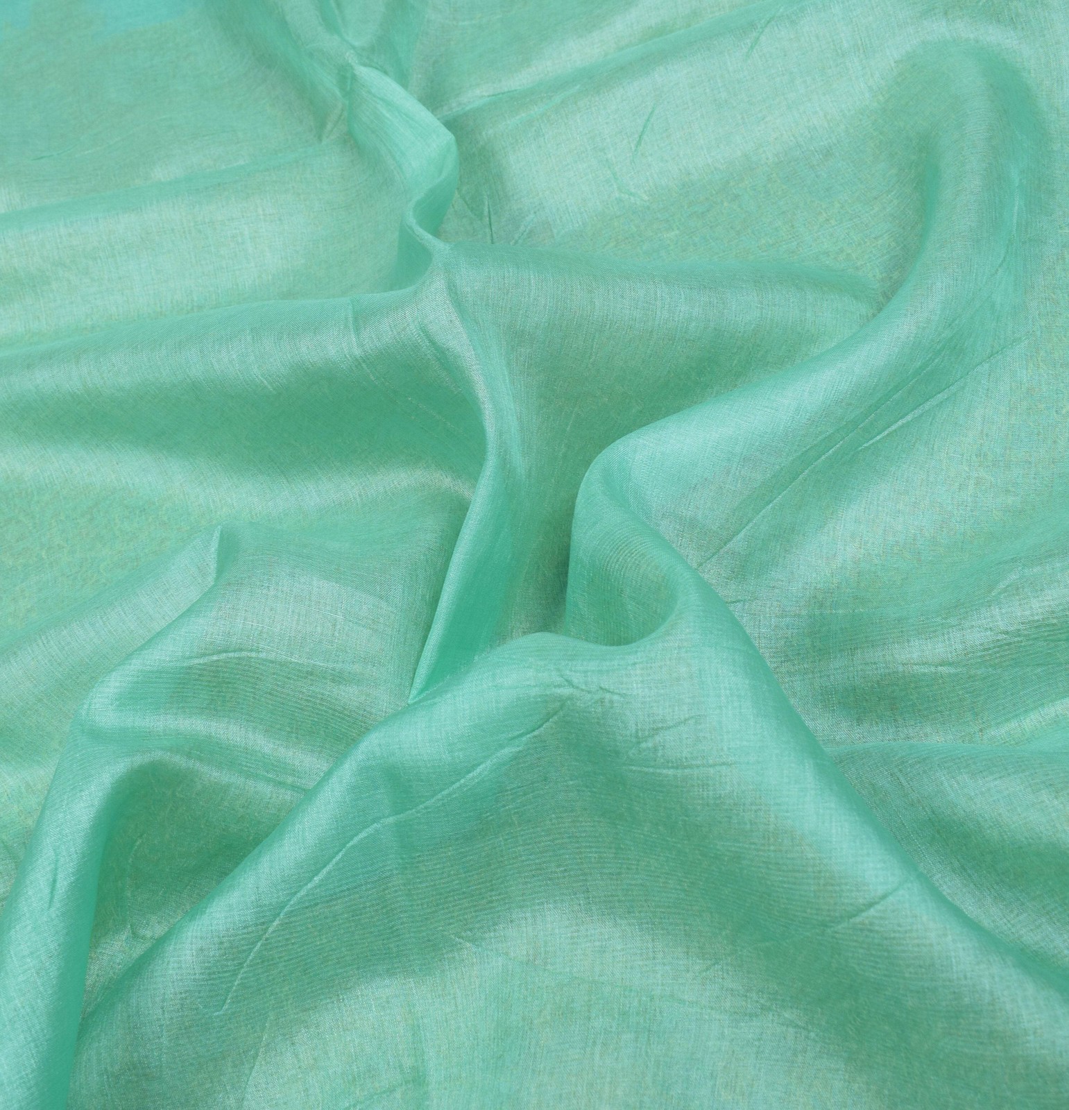 Sushila Vintage Aqua Resham Woven Saree Pure Tussar Silk Sari Craft Fabric