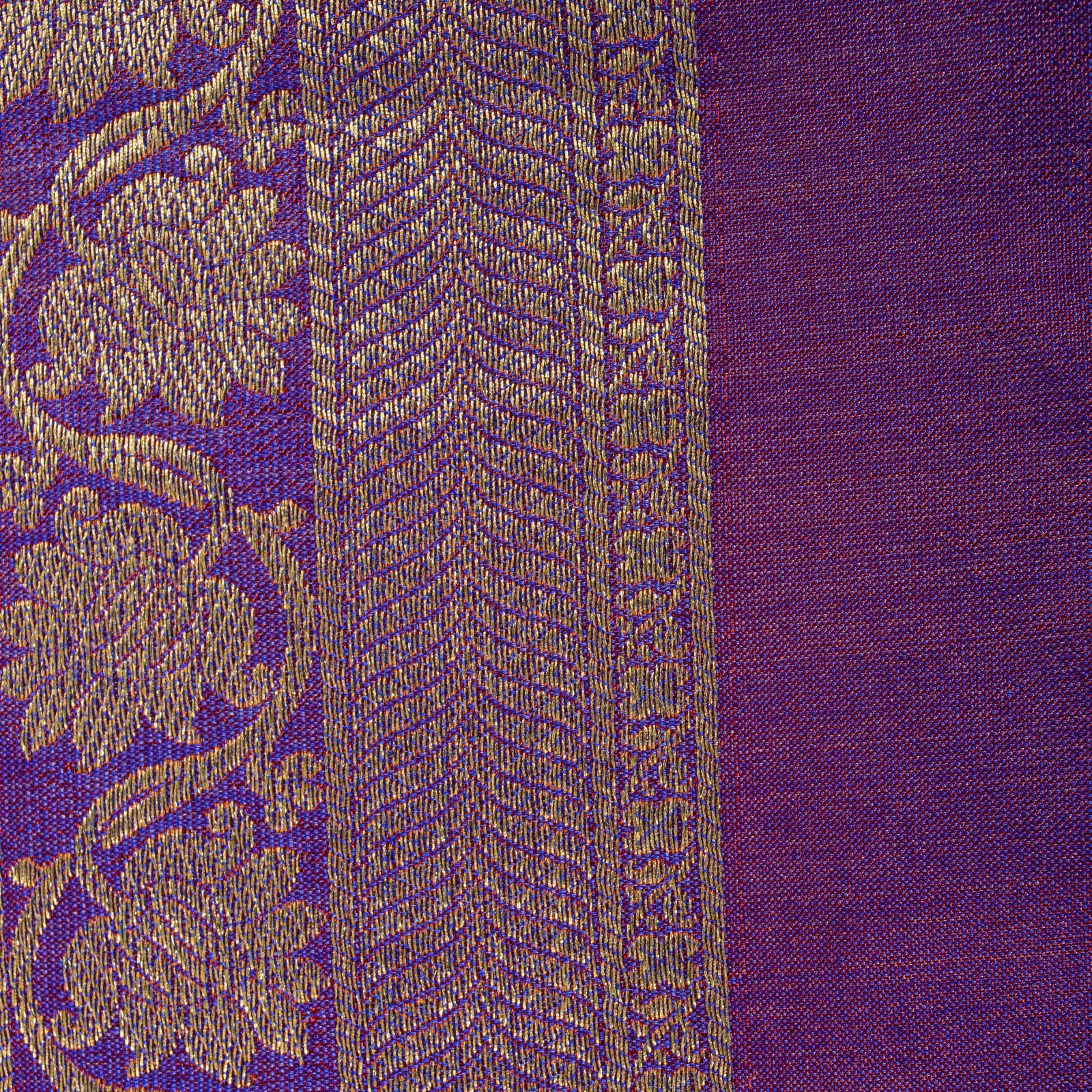 Sanskriti Vintage Saree Yellow-Purple Art Silk Brocade Zari Hand Woven Sari 5+Yd
