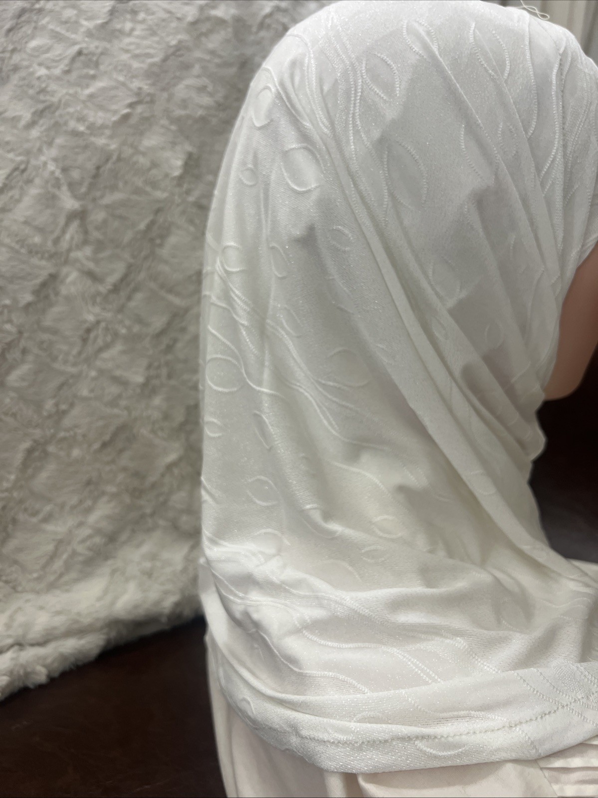 2 Piece Al Amira Jersey Hijab White Lycra New Shimmer