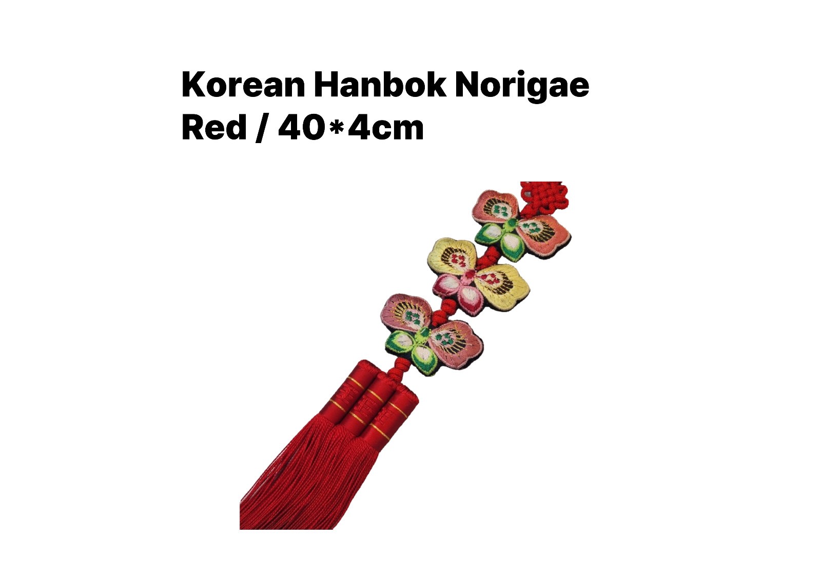 Korean Hanbok Norigae with Butterfly Design – Vibrant Blue, Red, Yellow Colors