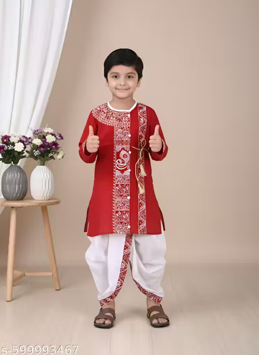 Trendy Boys Printed Cotton Kurta & Dhoti Pant Set | Kids Ethnic Wear Kurta set