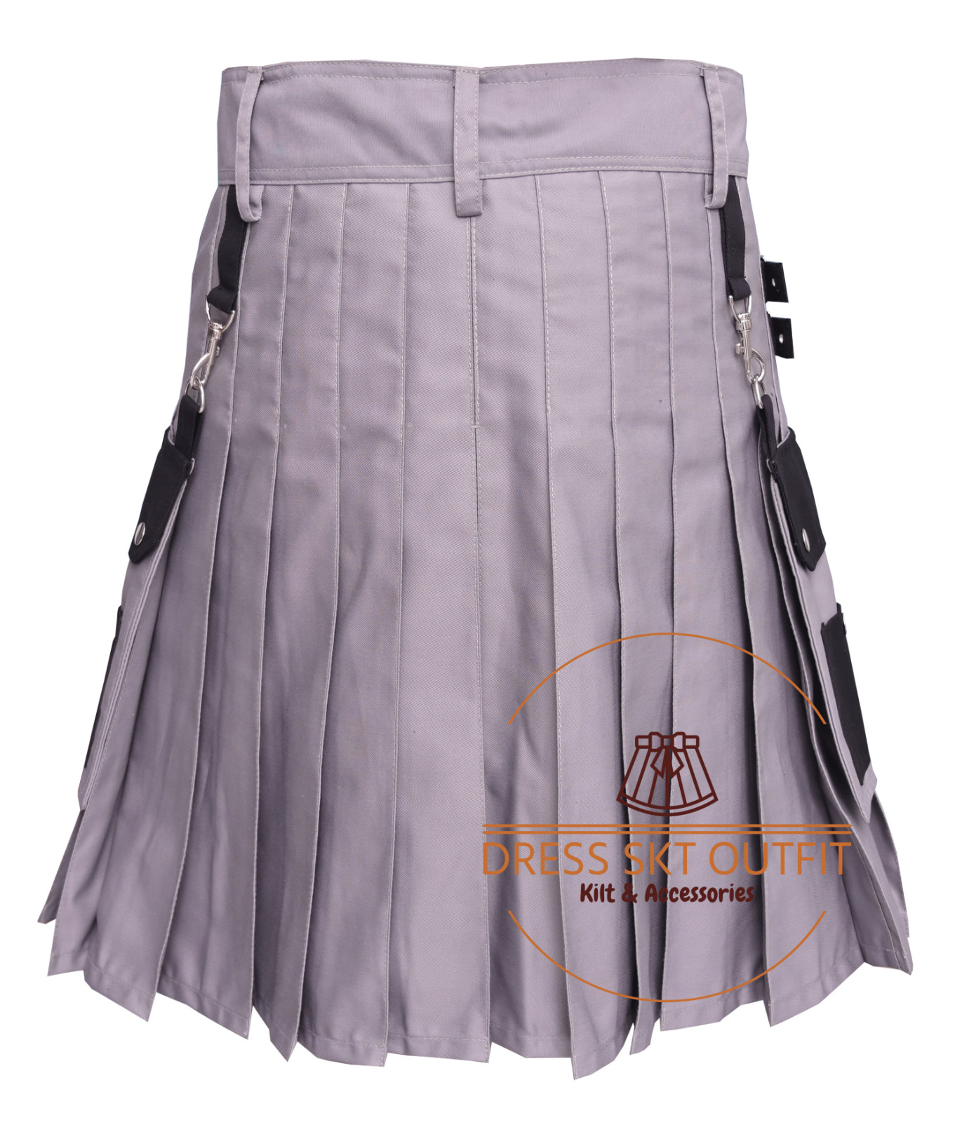 Scottish Black With Gray Cotton Hybrid Utility Kilt For Men – Cargo Pocket Kilt