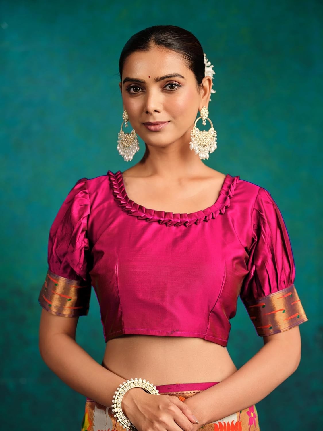 Women’s Pure Silk Paithani Woven Saree With Blouse Piece