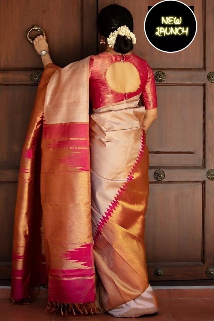 Ethnic Lichi Silk Jacquard Work Saree Rich Pallu Indian Women Festive Wear Sari