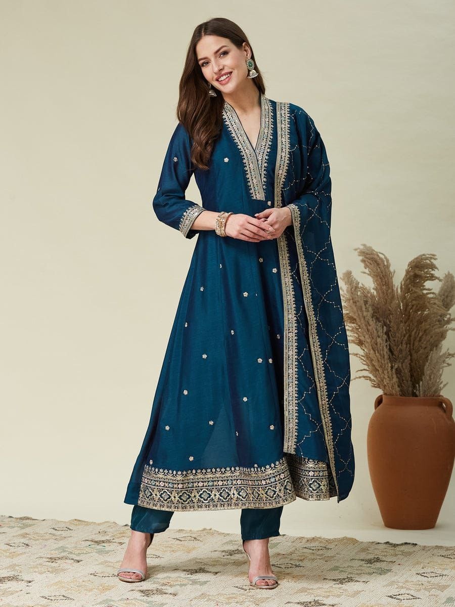 Pakistani Vichhitra Silk Salwar Kurta Ready To Wear Suits Indian Party Bollywood
