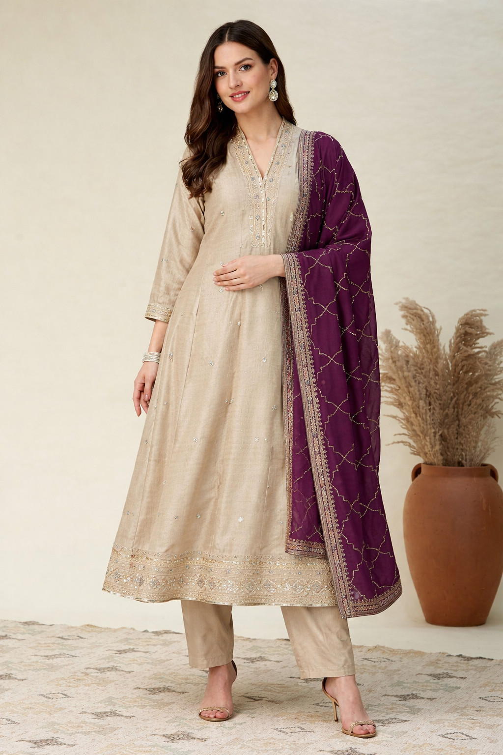 Pakistani Vichhitra Silk Salwar Kurta Ready To Wear Suits Indian Party Bollywood