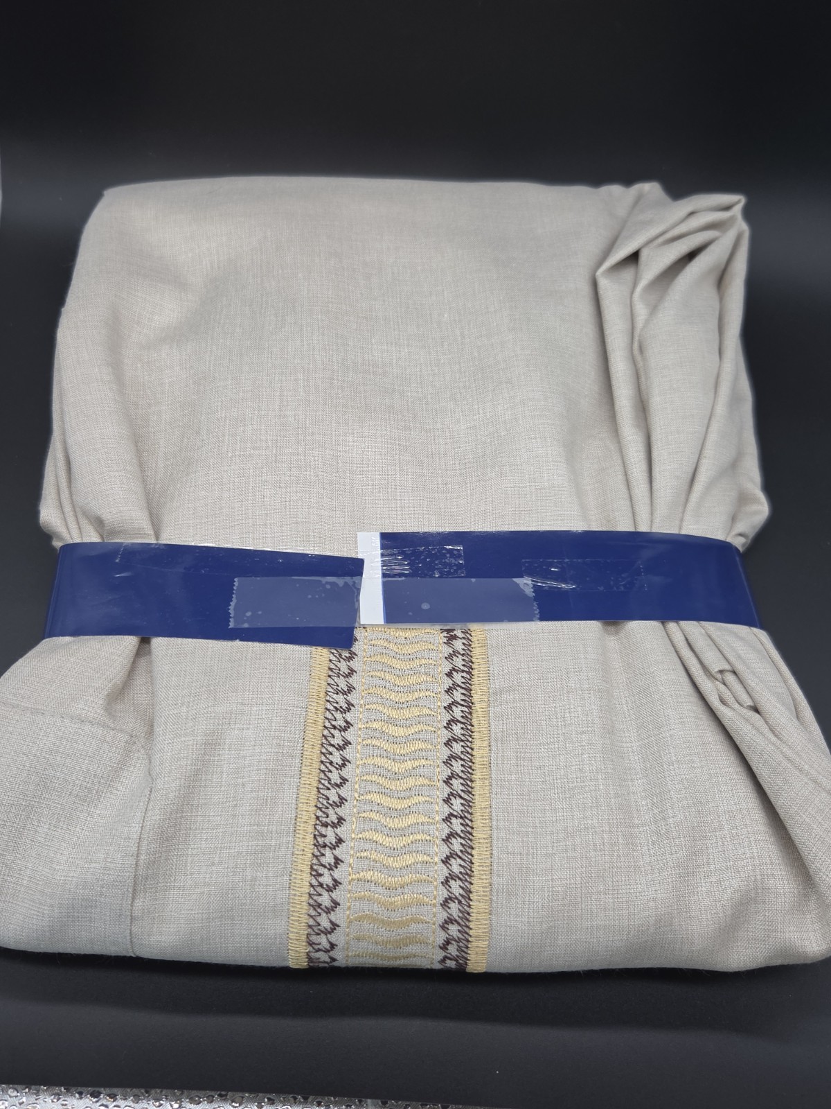 IKAF Mens Saudi Thobe Size 62 Embroidered Arabian Jalabiya Jubbah Cream NEW