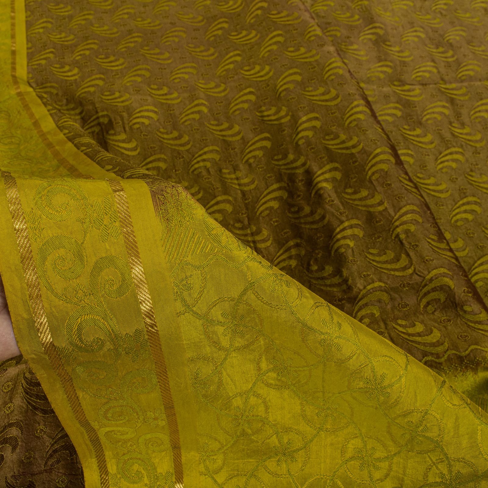 Sanskriti Vintage Saree Green Pure Silk Woven Wedding Sari 5+Yard Craft Fabric