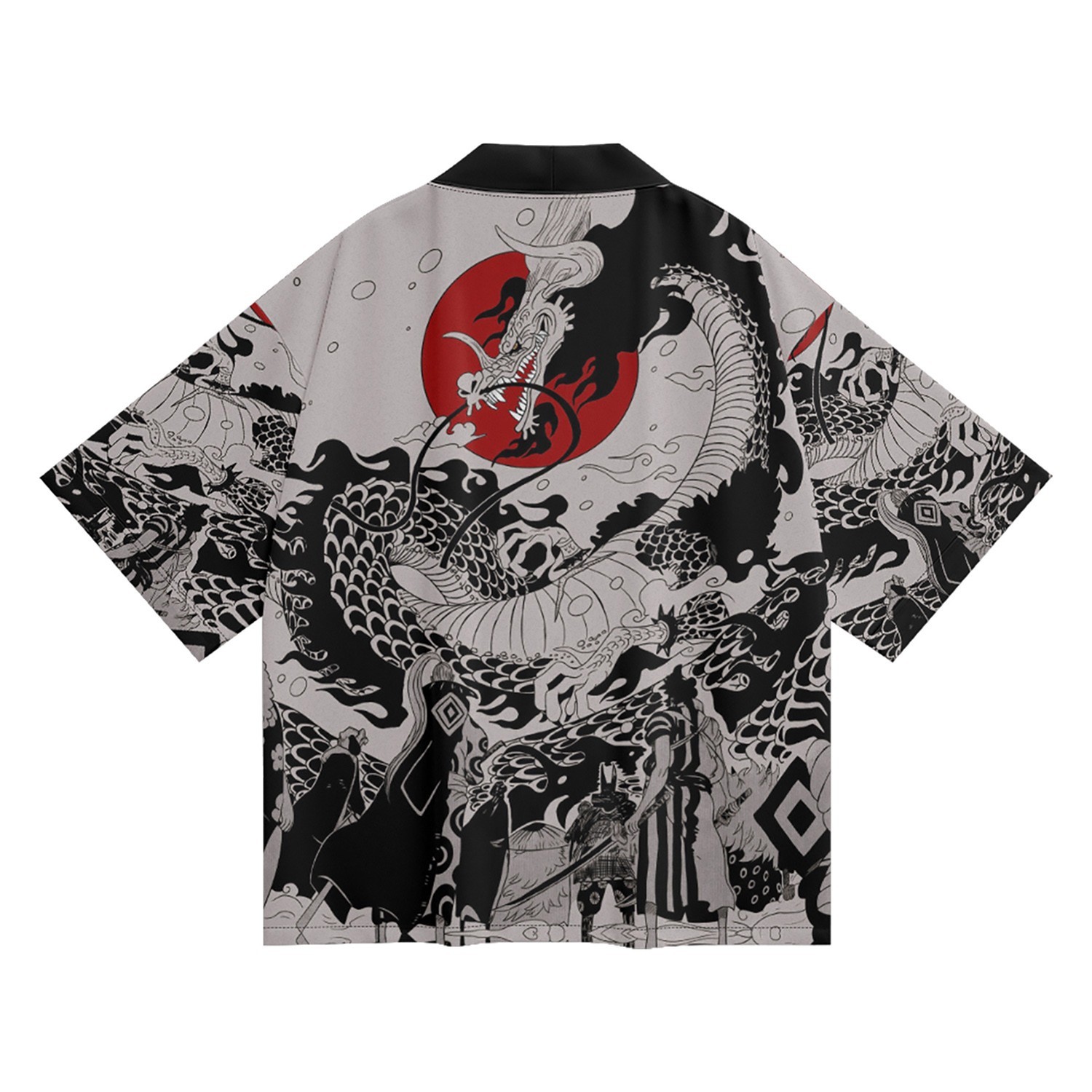 Niepce Men’s Japanese Graphic Lightweight Dragon Invasion Kimono Cardigan Shirt