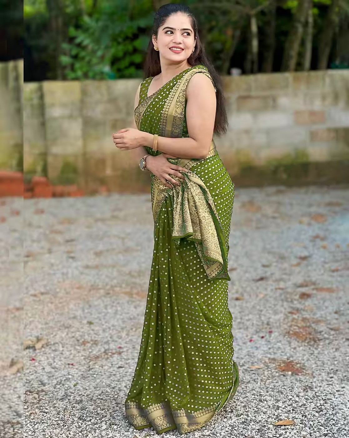 Heavy Embroidered Saree Georgette Indian Pakistani Wedding Party Wear Sari New
