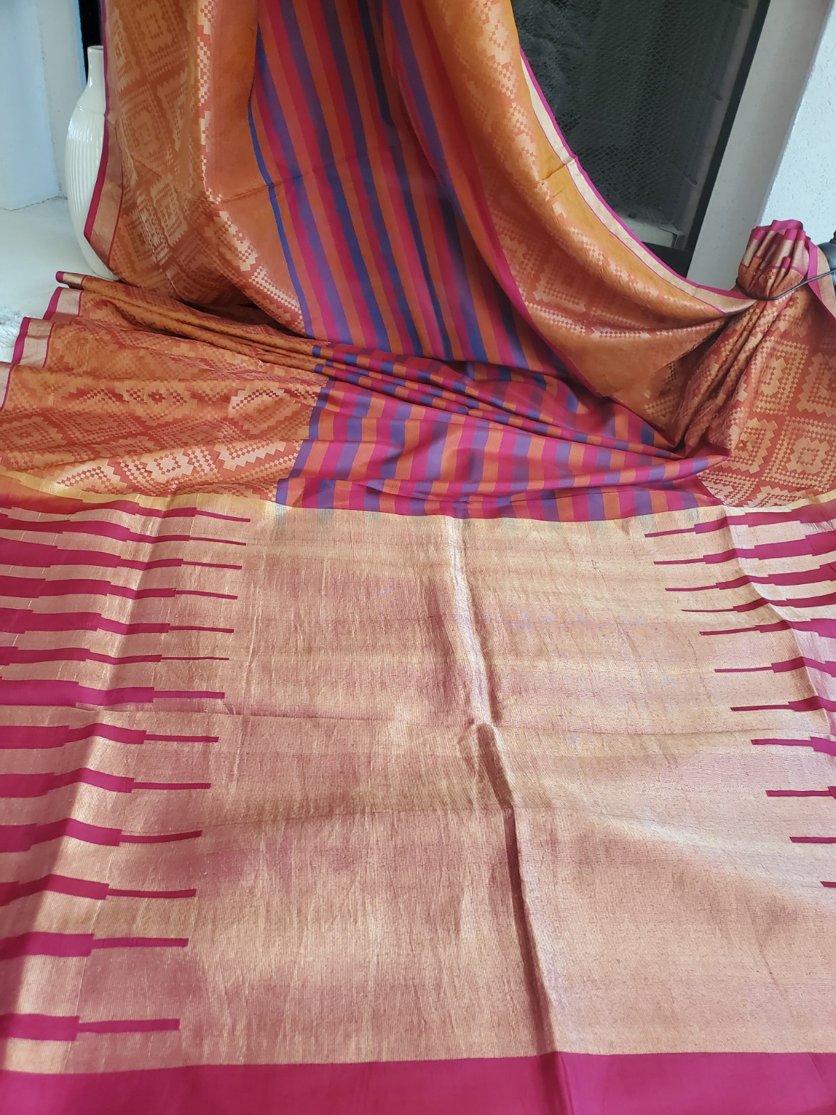 Women Pure Silk Skirt Border Benarasi Saree Bridal Handloom Festive