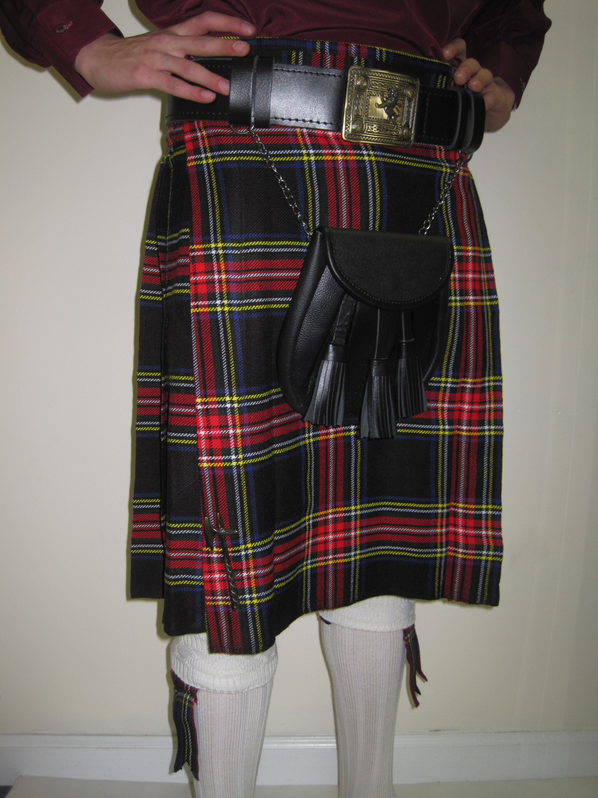 Black Stewart Scottish Tartan Kilt SCA Waist Sizes 30 – 52